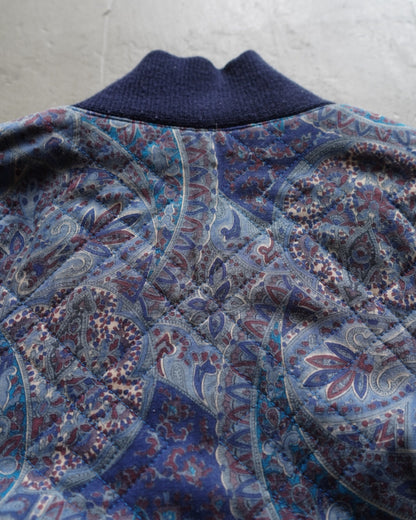 paisley pattern quilting zip-up jacket