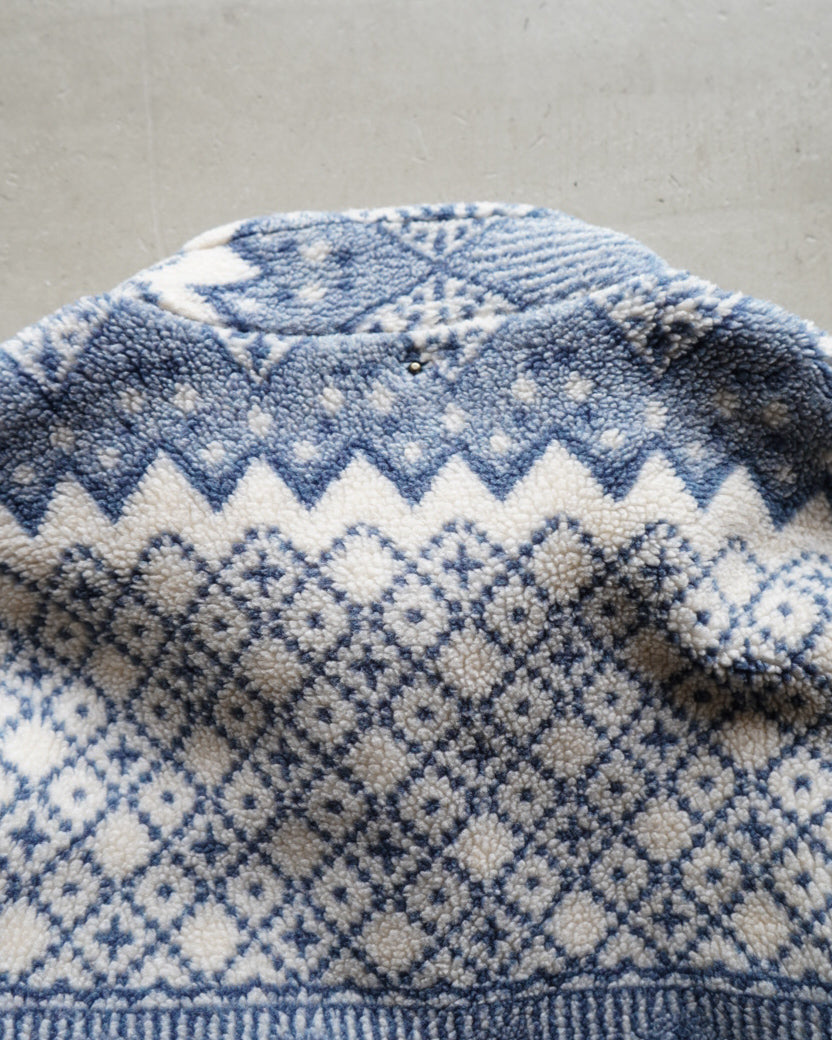 Alpenstil nordic pattern pile fleece zip-up jacket