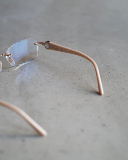 BVLGARI rimless eyeyear made in Japan"beige"