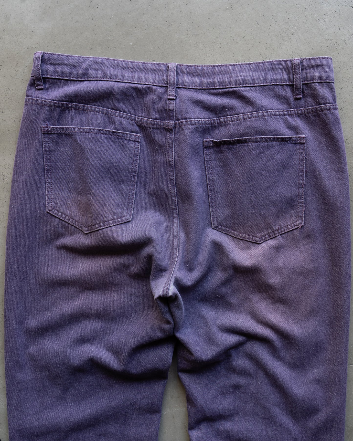 Purple processing straight denim pants