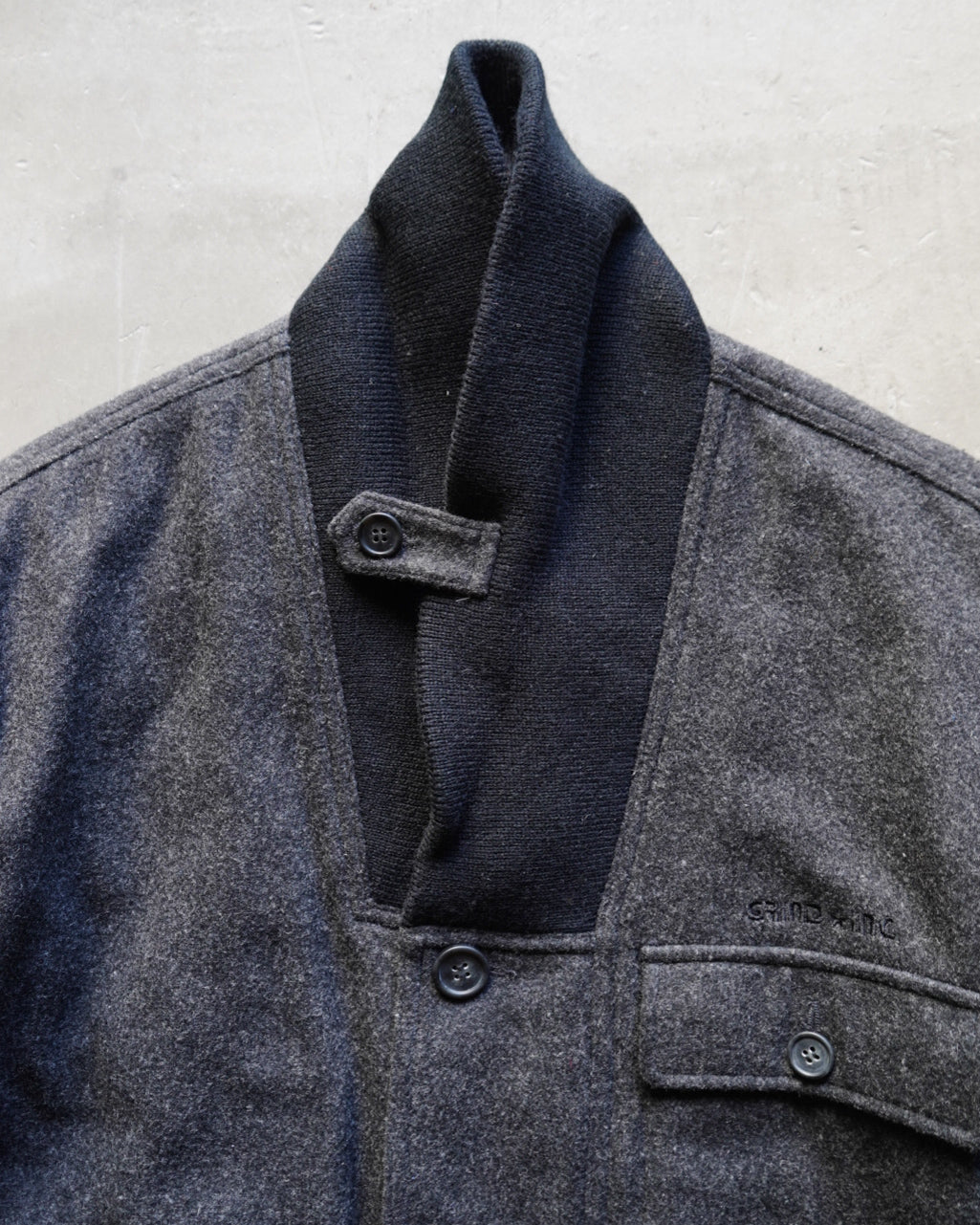90s GRIND acrylic wool shawl collar design jacket
