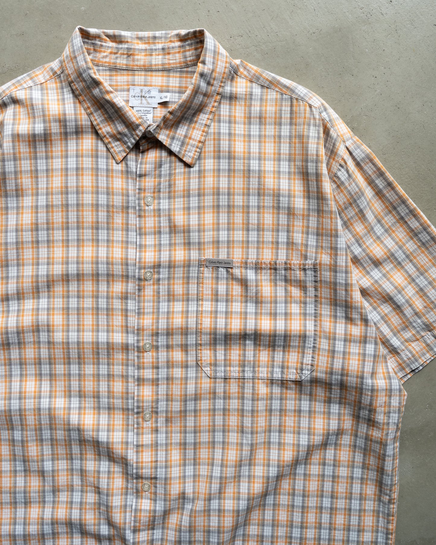 Calvin Klein Jeans cotton orange/gray check shirts .. box silhouette..