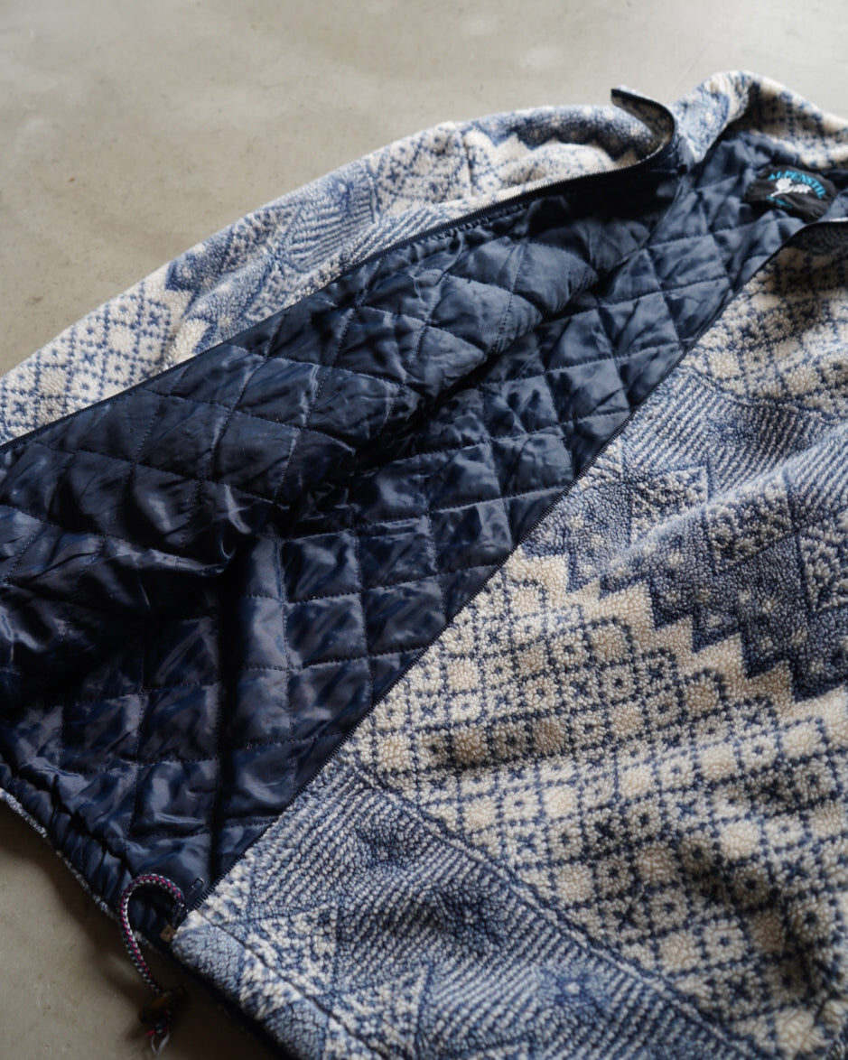 Alpenstil nordic pattern pile fleece zip-up jacket