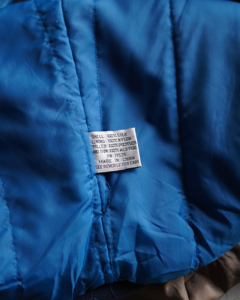 City Streets switching design silk zip-up blouson jacket