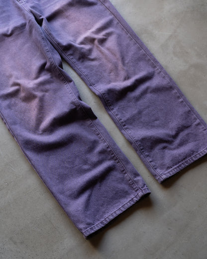 Purple processing straight denim pants