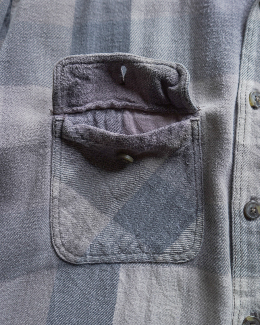 90s check duble flap Pockets flannel shirt