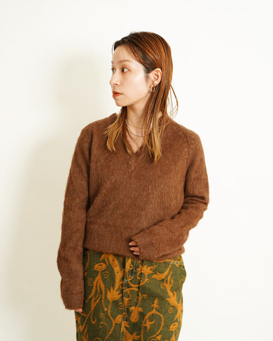 " ladies " 60s alpaca wool v neck knit