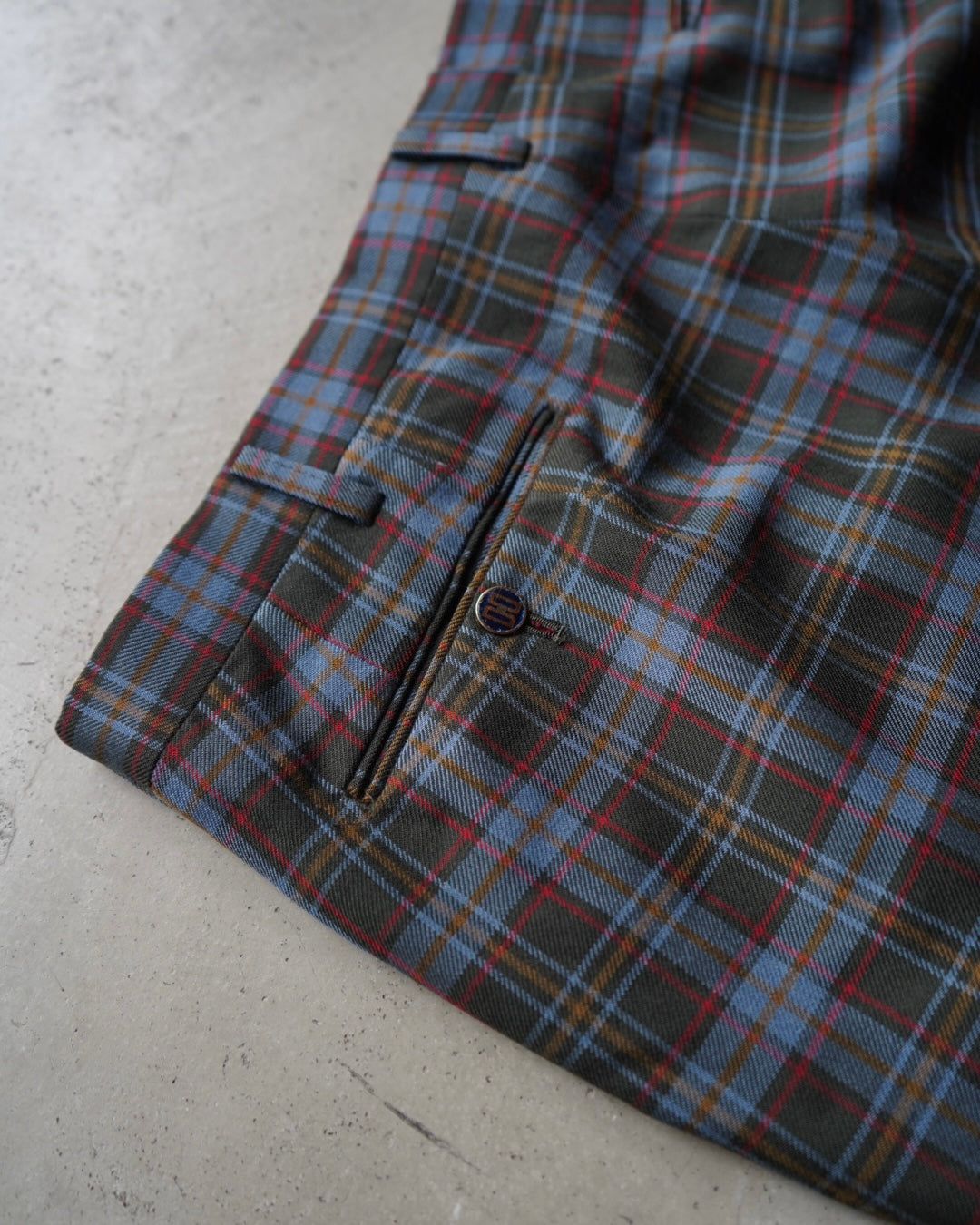 DAKS Plaid Check Pattern Wool Slacks