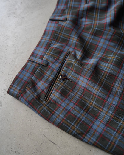 DAKS Plaid Check Pattern Wool Slacks