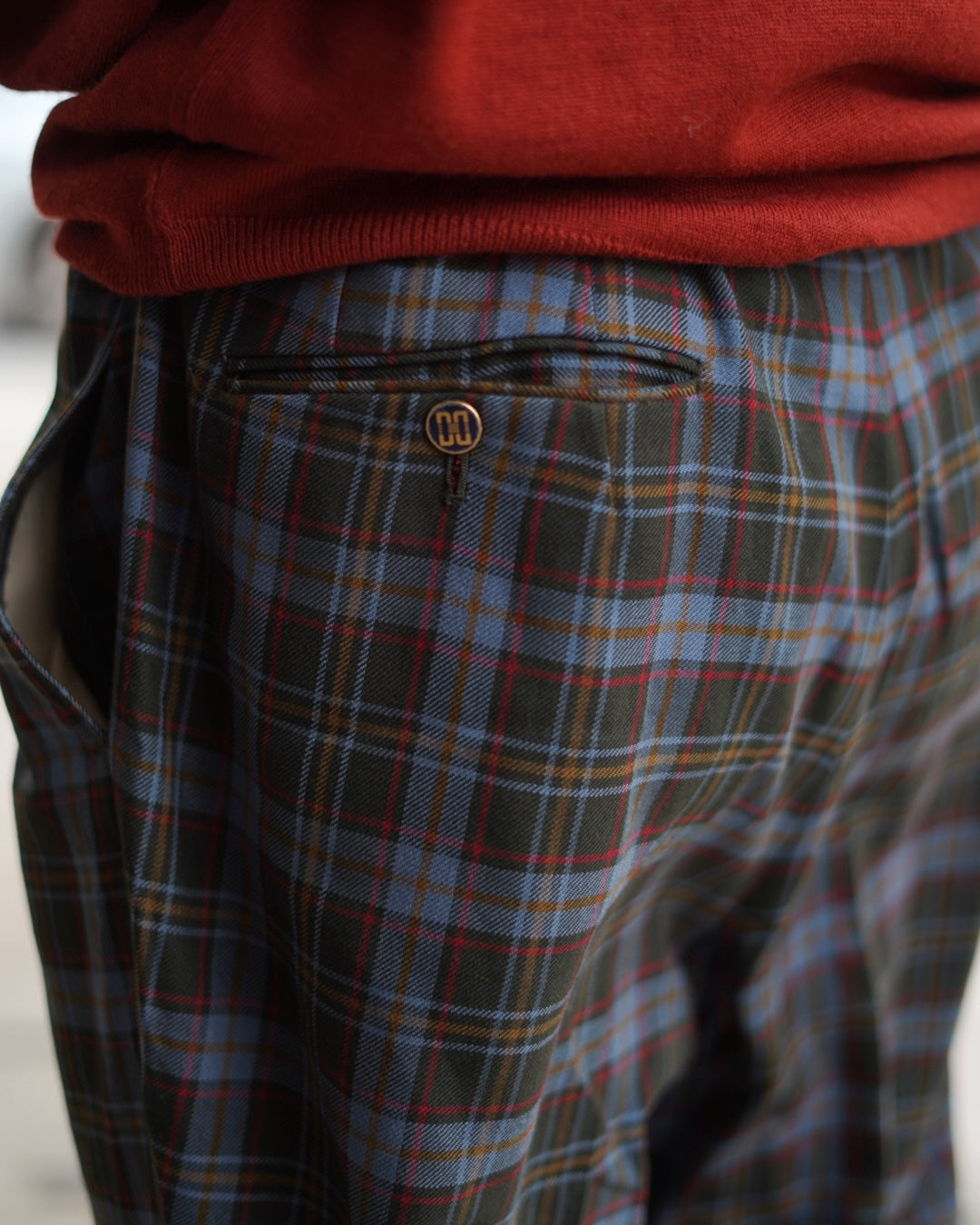 DAKS Plaid Check Pattern Wool Slacks