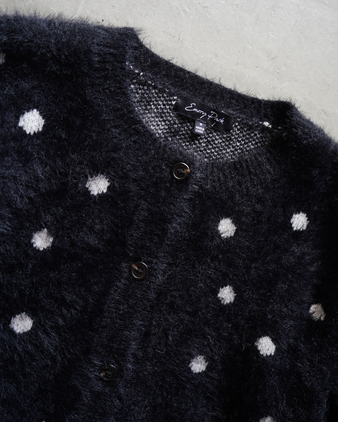 "ladies" polka dot mohair-like cardigan