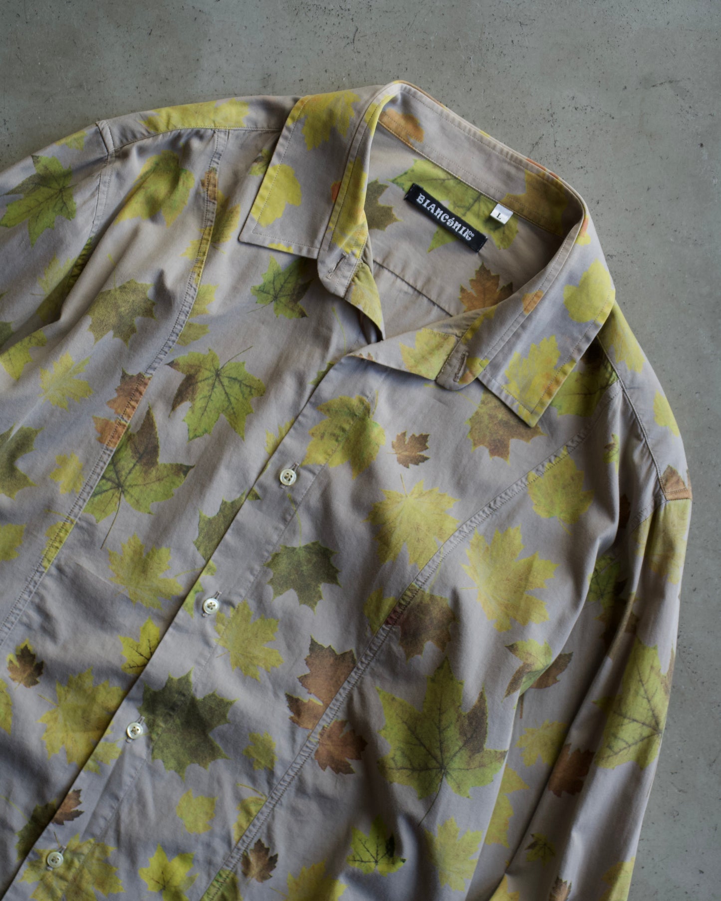 Made in ITALY leaf design long sleeve cotton shirt