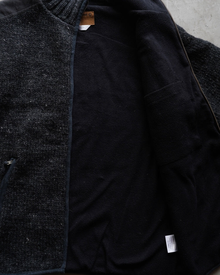 Laundromat wool knit zip-up jacket