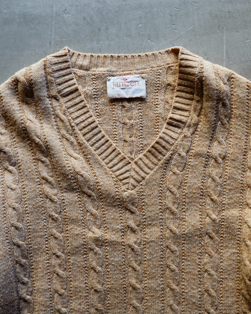 70s JANTZEN cable design knit sweater made in u.s.a