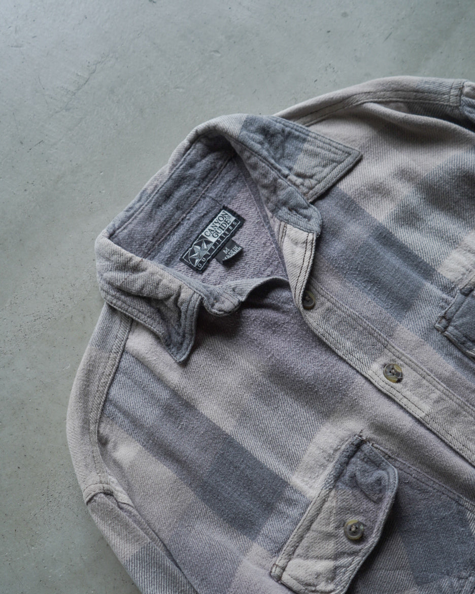 90s check duble flap Pockets flannel shirt