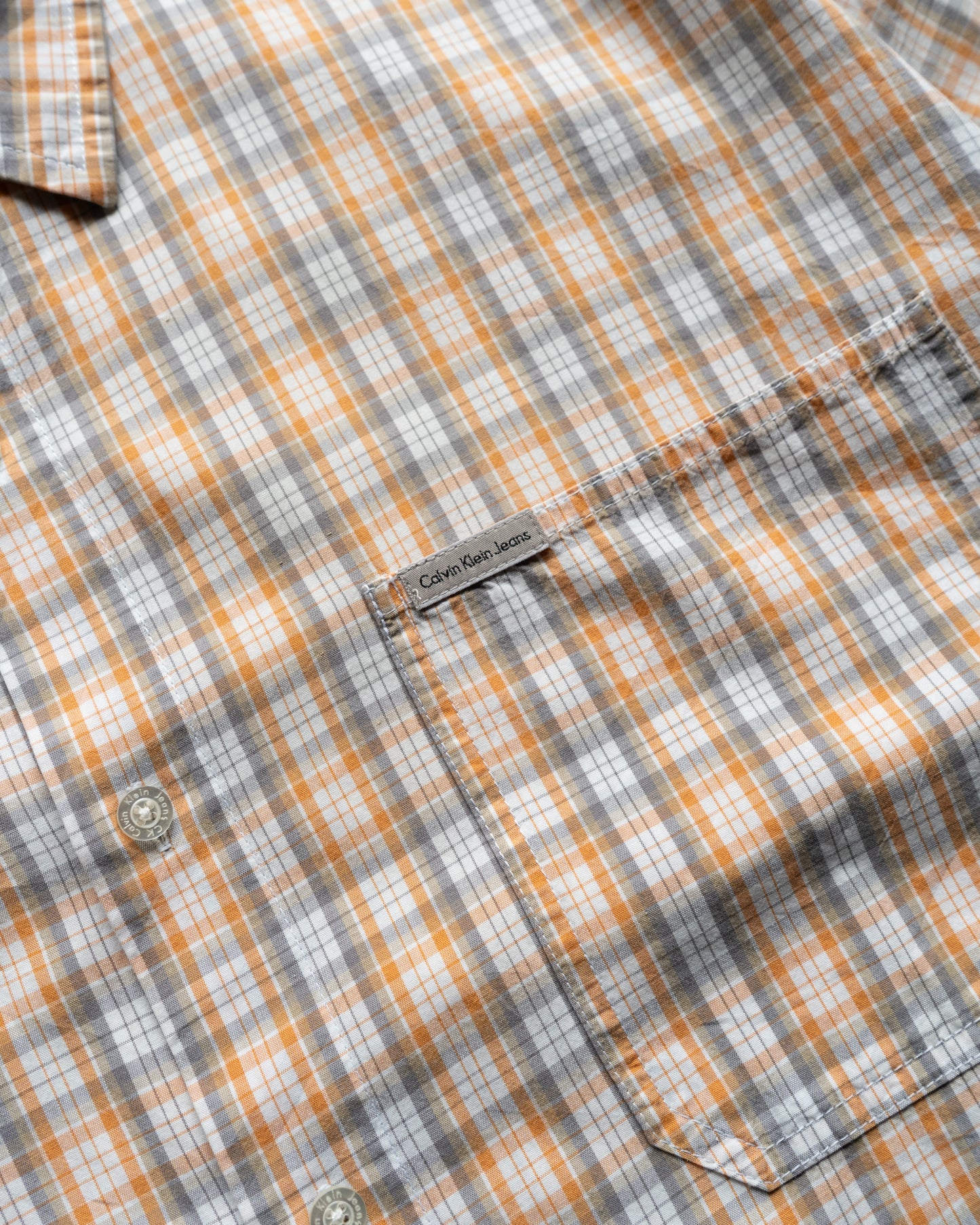 Calvin Klein Jeans cotton orange/gray check shirts .. box silhouette..
