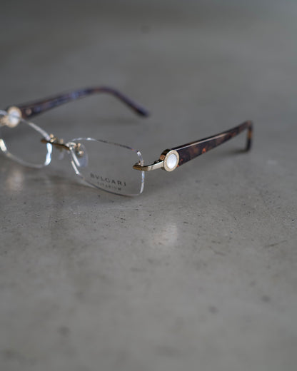 BVLGARI rimless eyeyear made in Japan"tortoiseshell