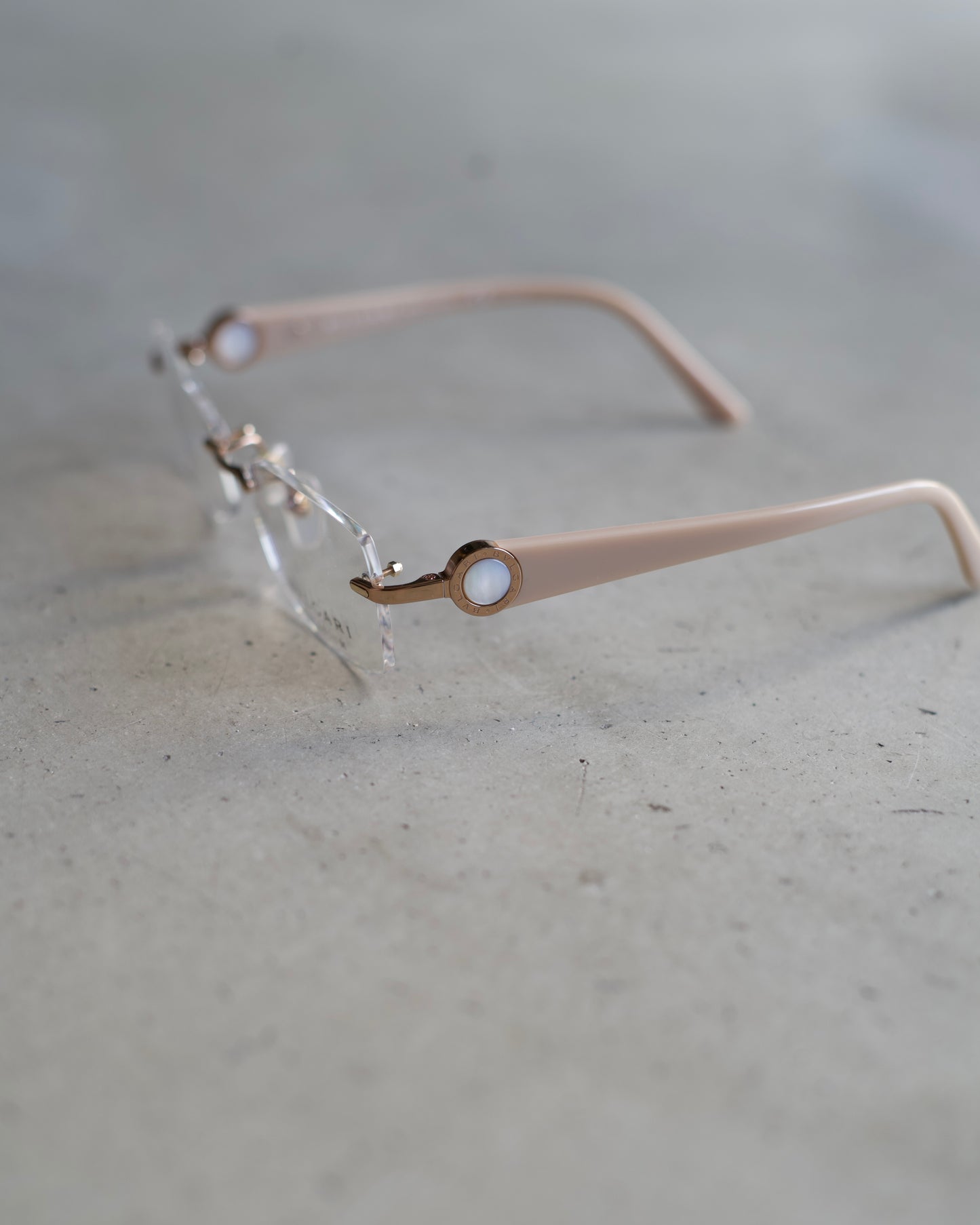 BVLGARI rimless eyeyear made in Japan"beige"