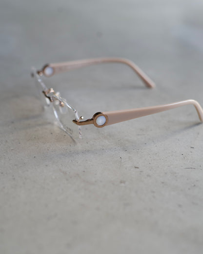 BVLGARI rimless eyeyear made in Japan"beige"