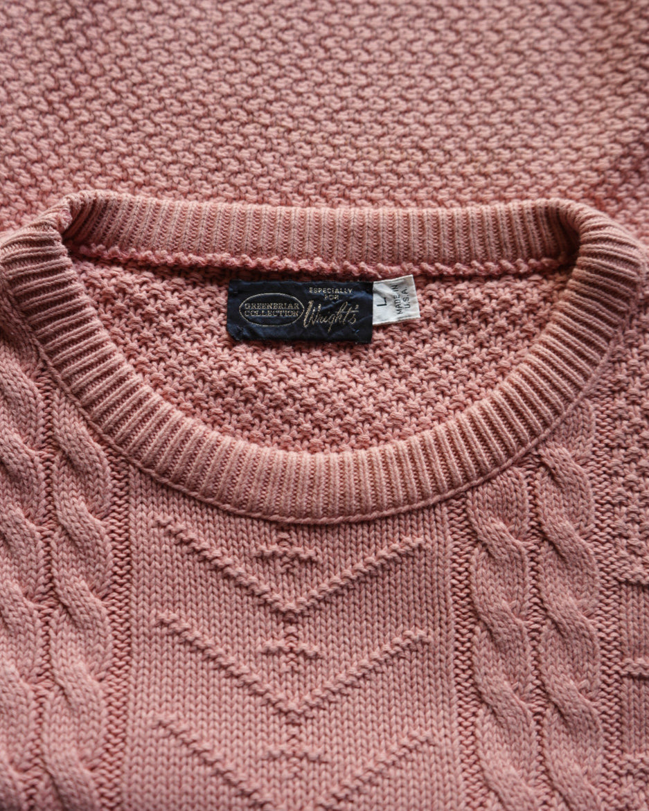 textured patchwork cable knit sweater