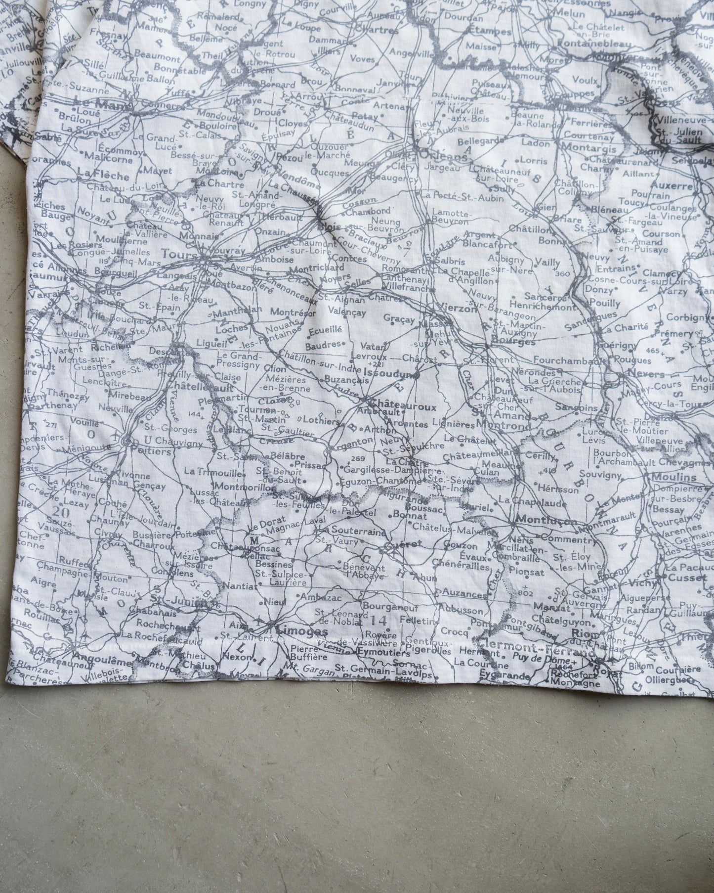 90's all print map design ''France" tee