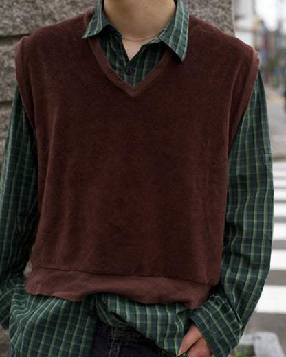 80's Richman Brothers V Neck Velour Knit