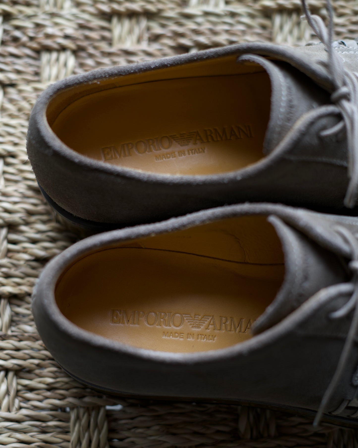 Emporio Armani Intrecciato suede leather shoes