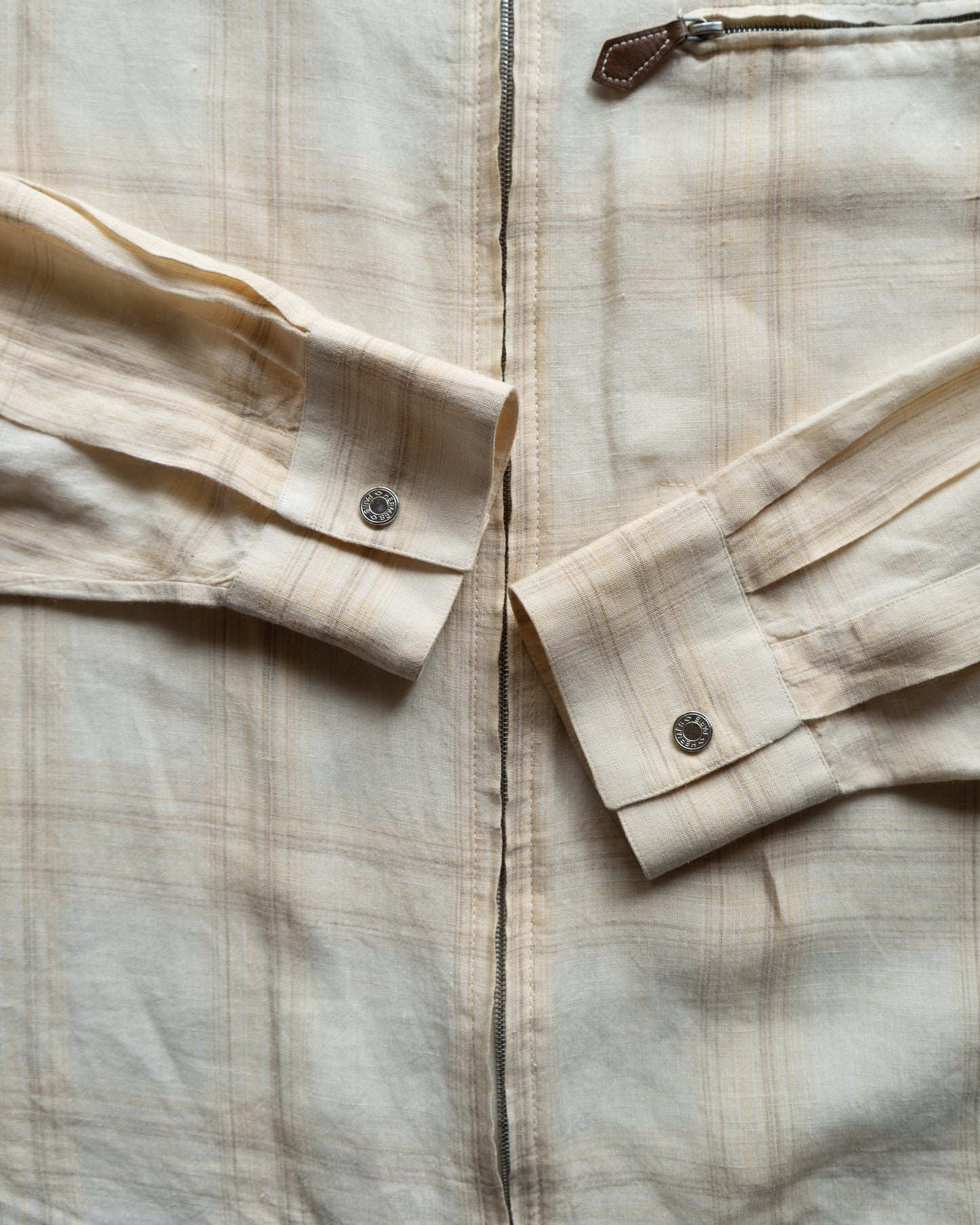 HERMES linen check design shirt jacket