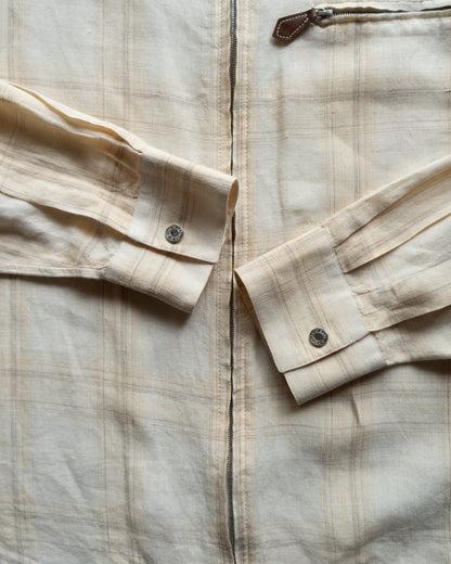HERMES linen check design shirt jacket