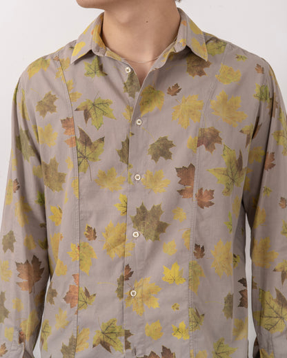 Made in ITALY leaf design long sleeve cotton shirt