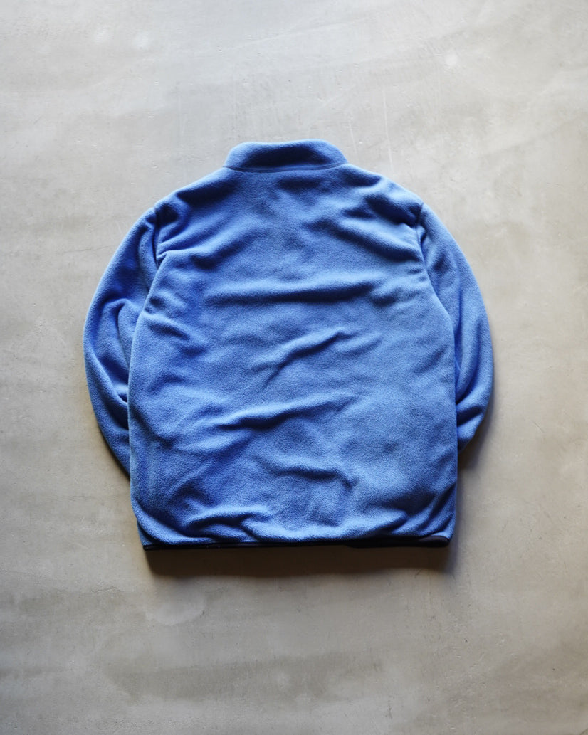 light blue and navy reversible fleece zip-up jacket
