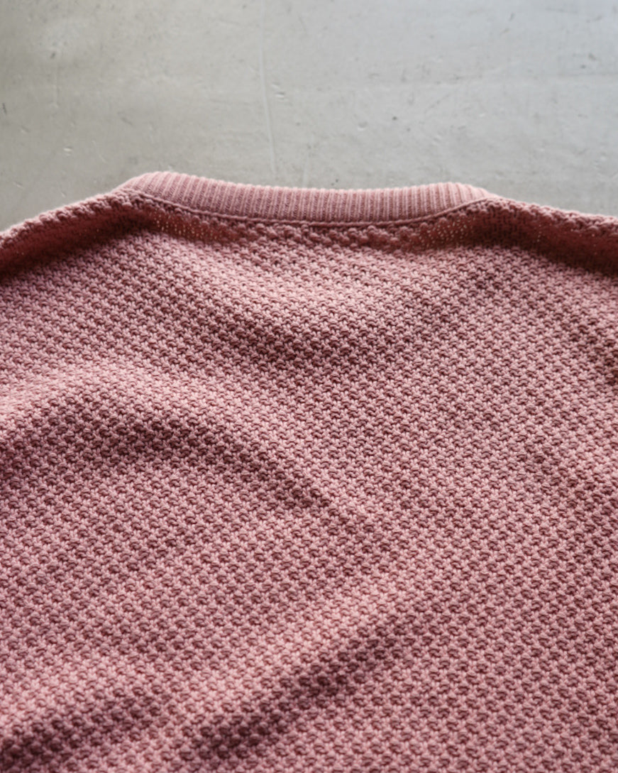 textured patchwork cable knit sweater