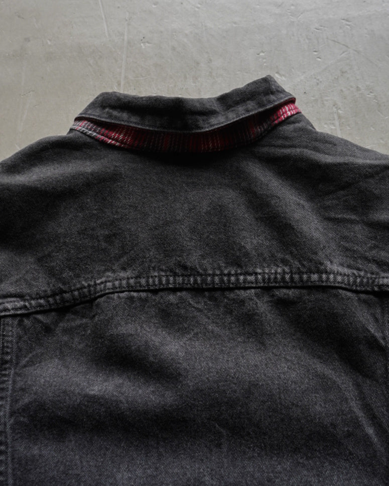 90s Levi's 70699 check lining Black denim jacket made in U.S.A