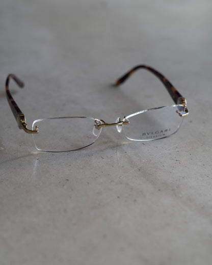 BVLGARI rimless eyeyear made in Japan"tortoiseshell