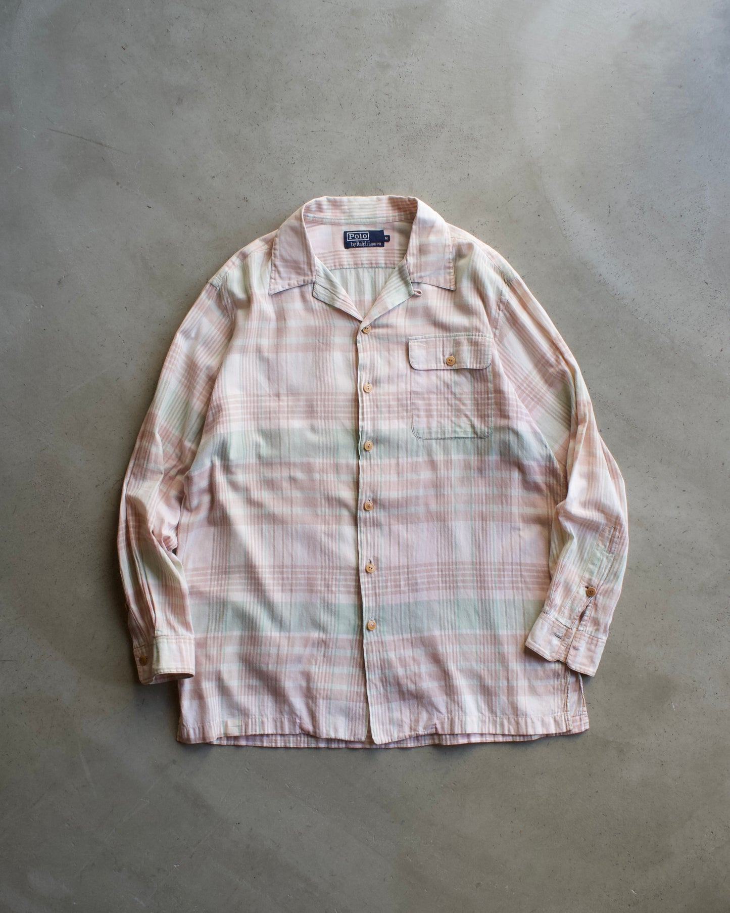 90's Ralph Lauren open collar check design shirt