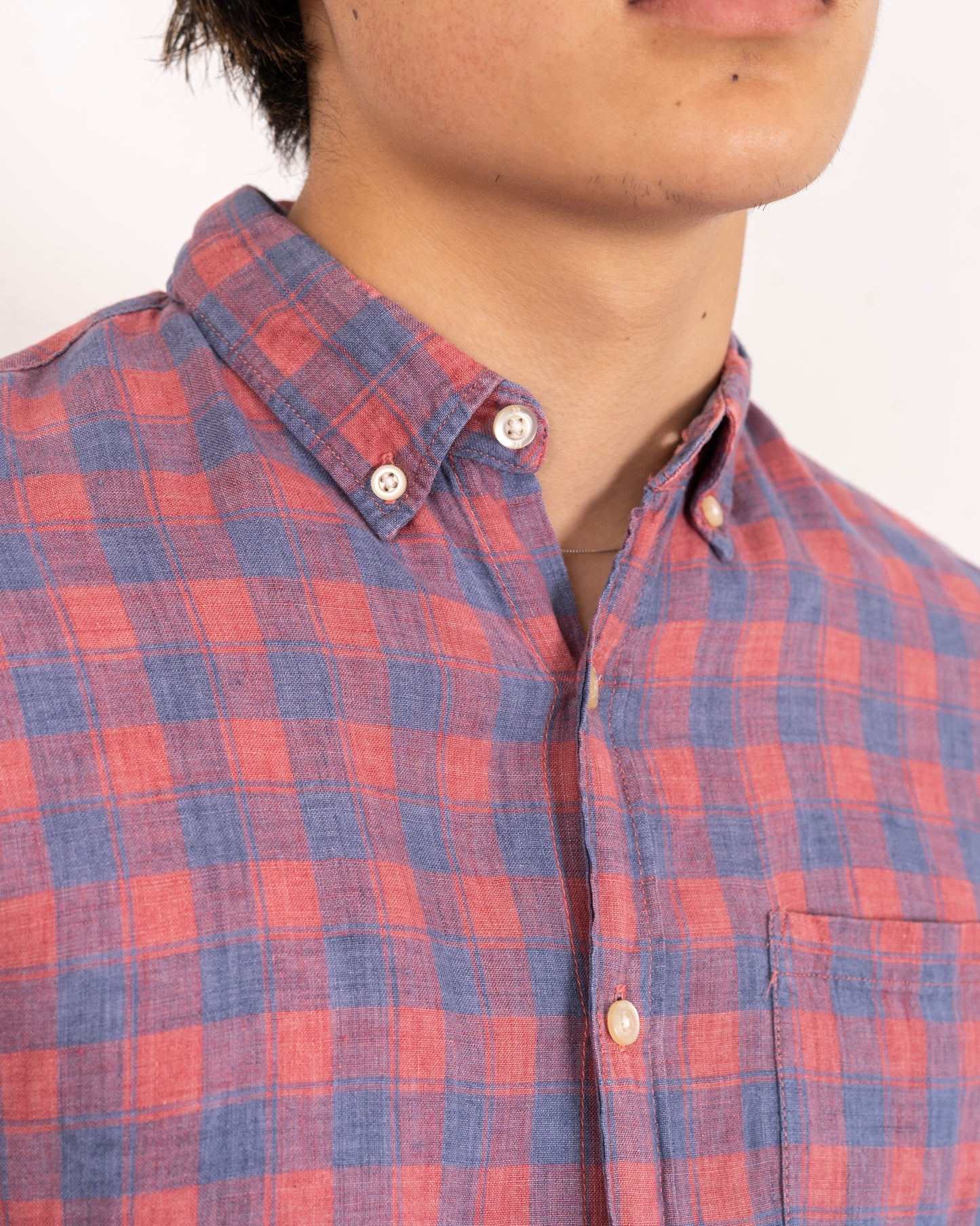 BANANA REPUBLIC piaid check design linen shirt