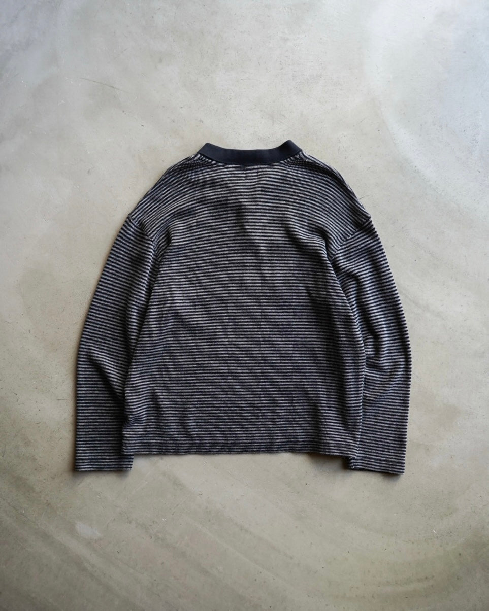 "Calvin Klein"Stripe L/S knit polo shirt