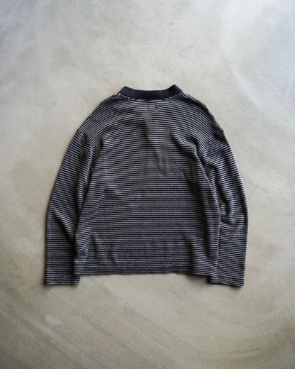 "Calvin Klein"Stripe L/S knit polo shirt
