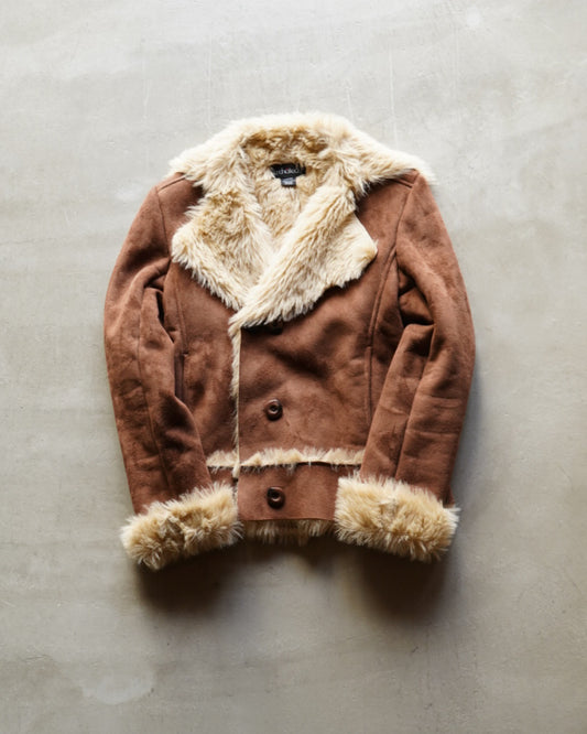 "ladies"Plush Lined Design fake mouton short jacket