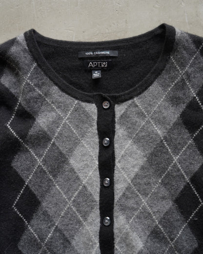 "ladies" Argyle pattern cashmere cardigan