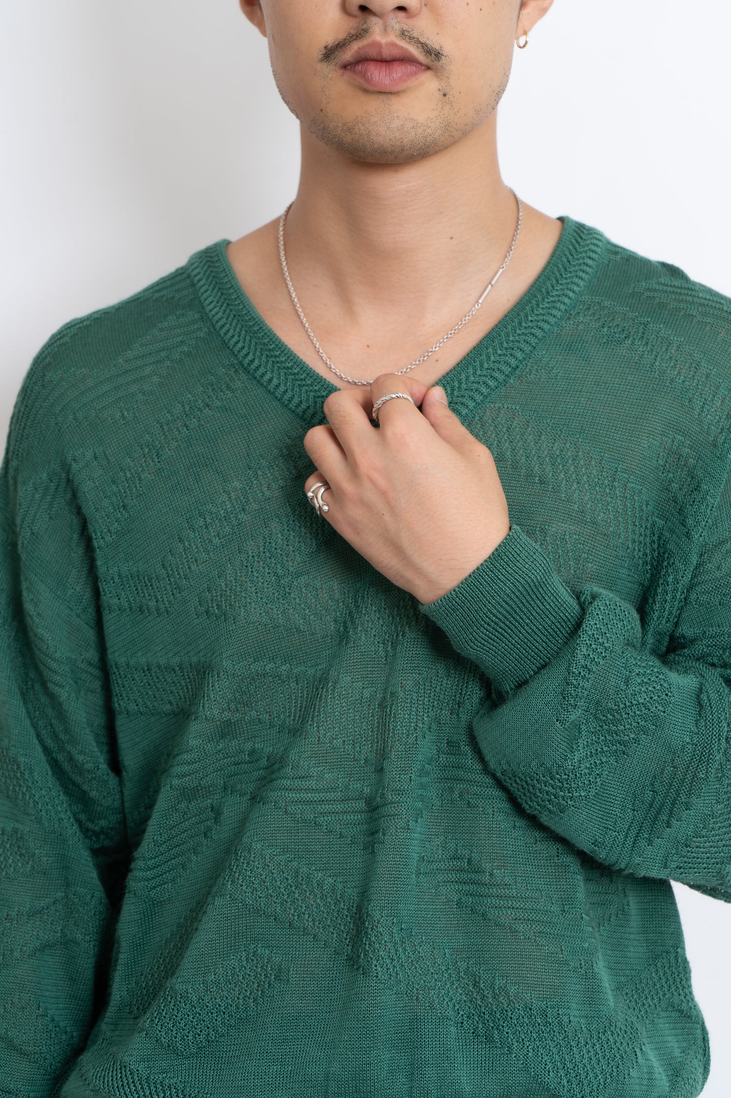 Yves Saint Laurent Linen Acrylic V neck knit