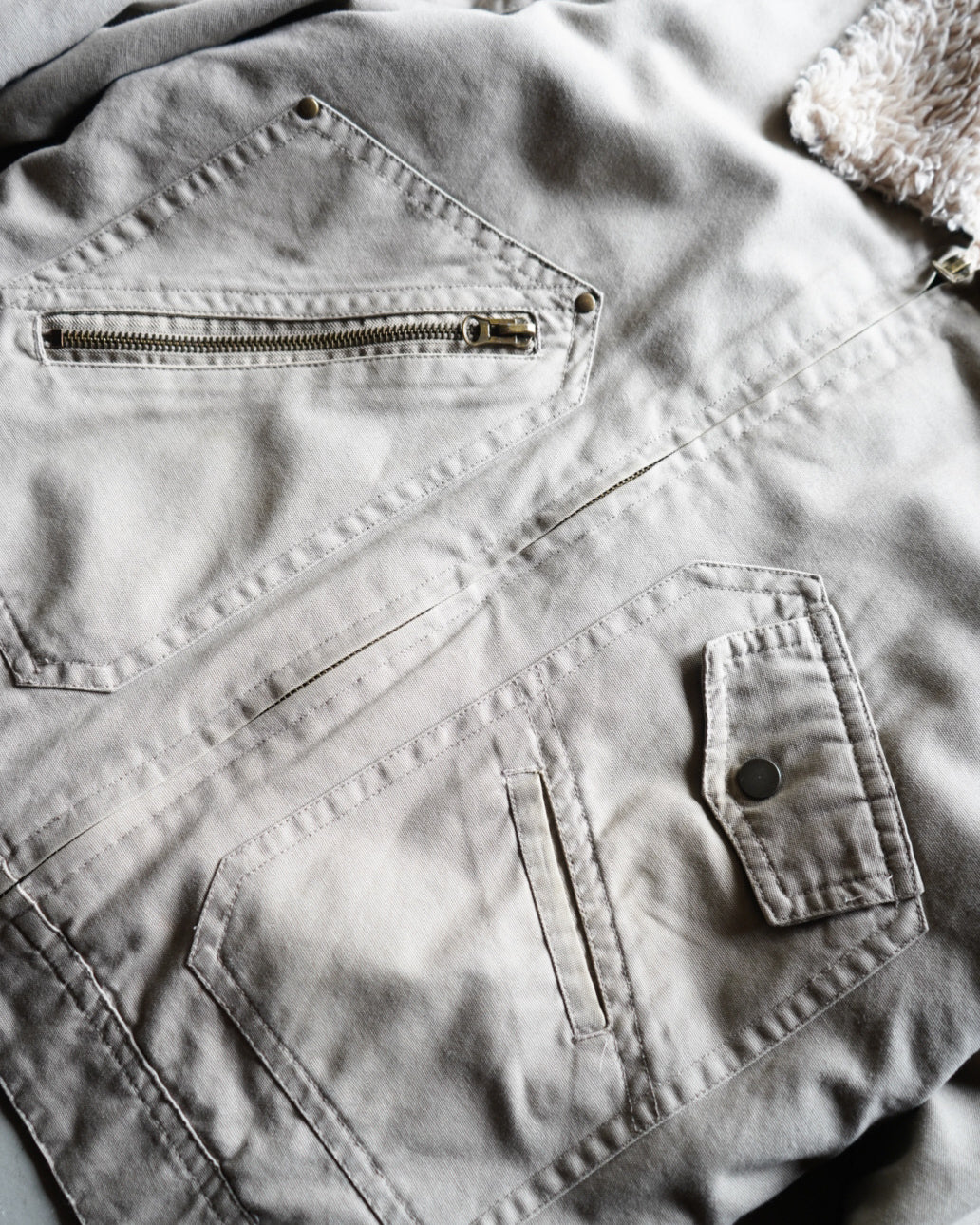 90s work cotton boa design jacket