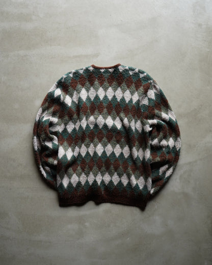70's jockey diamond-pattern cardigan