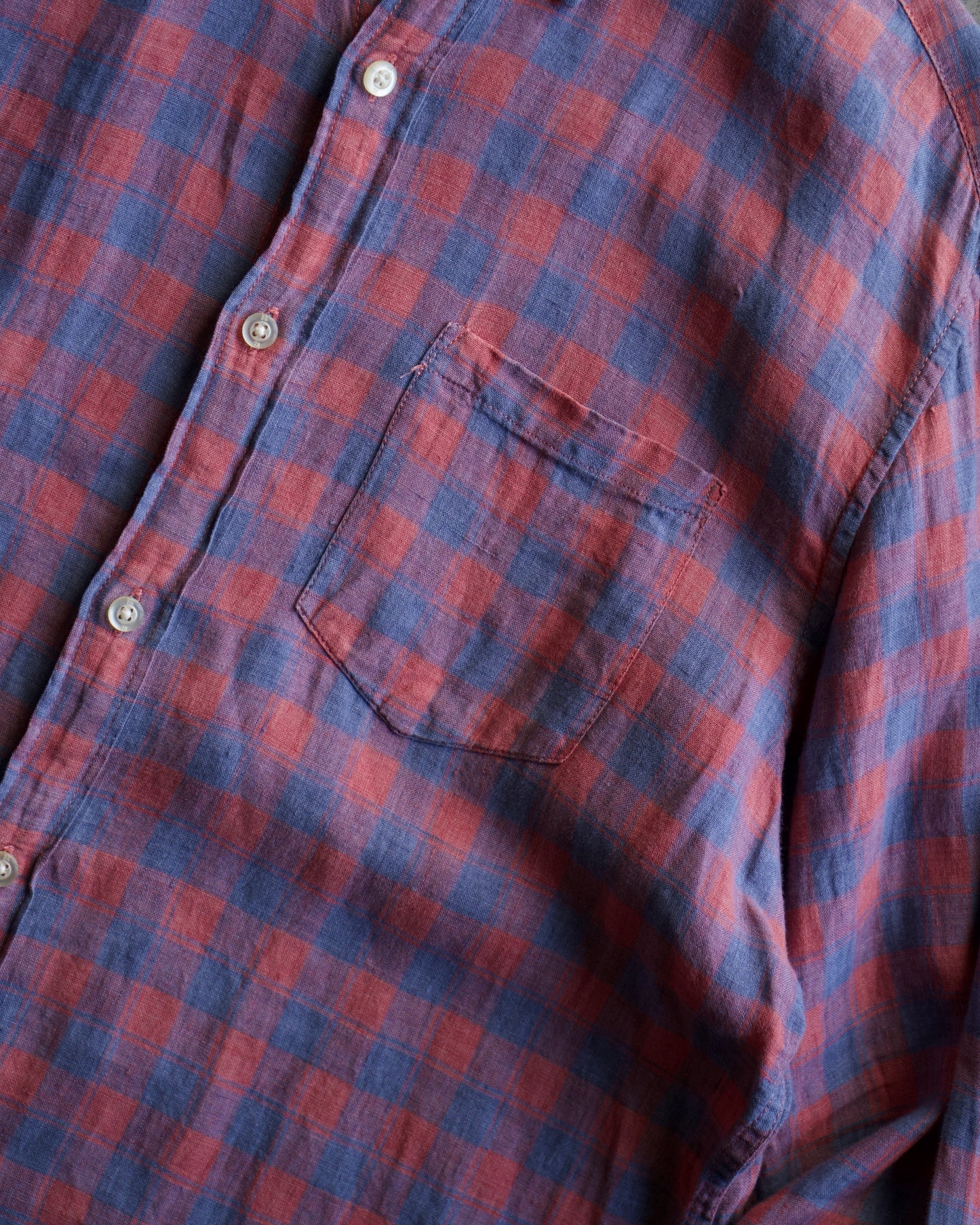 BANANA REPUBLIC piaid check design linen shirt
