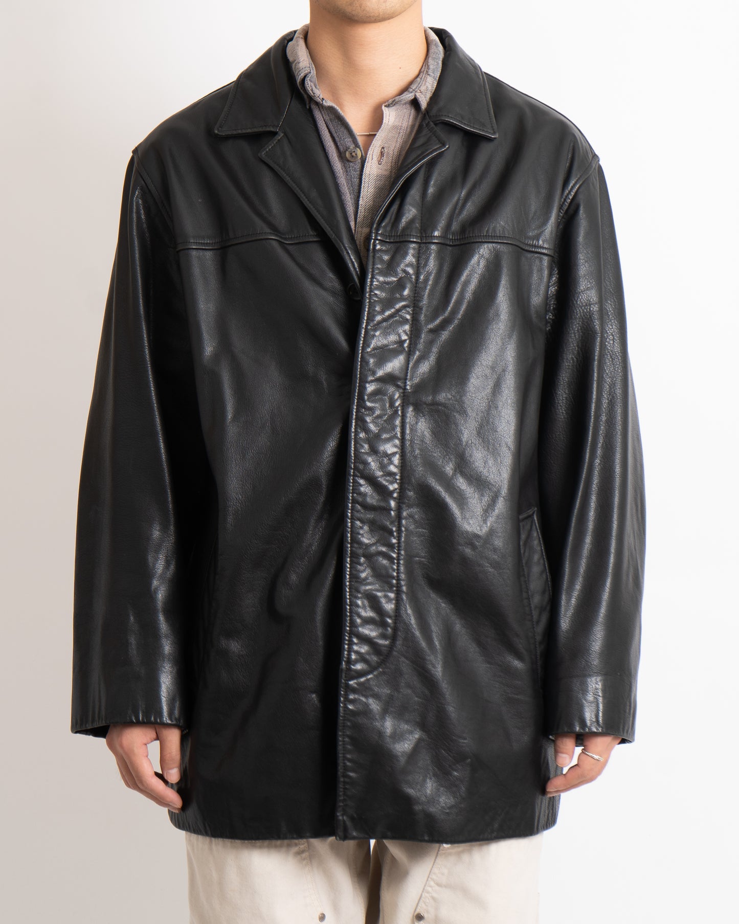 banana republic leather car coat jacket