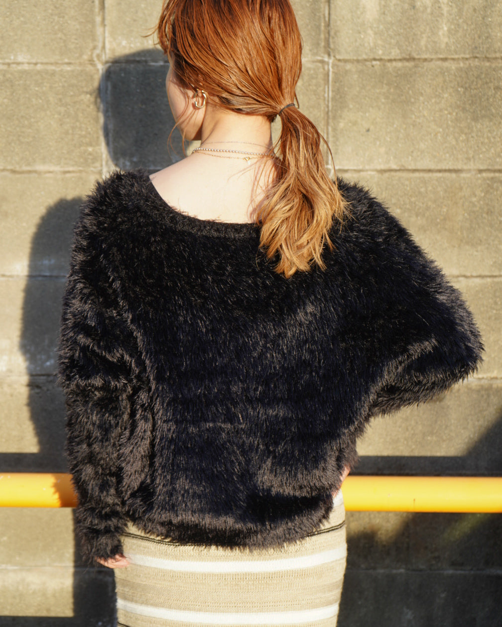 " ladies " black shaggy knit