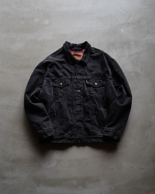 90s Levi's 70699 check lining Black denim jacket made in U.S.A