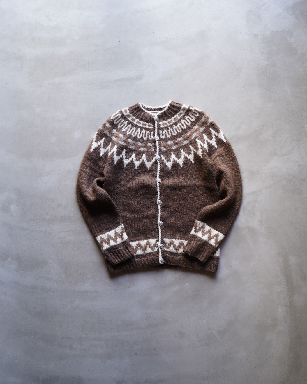 "ladies" 80s ICE WOOL ropey sweater cardigan