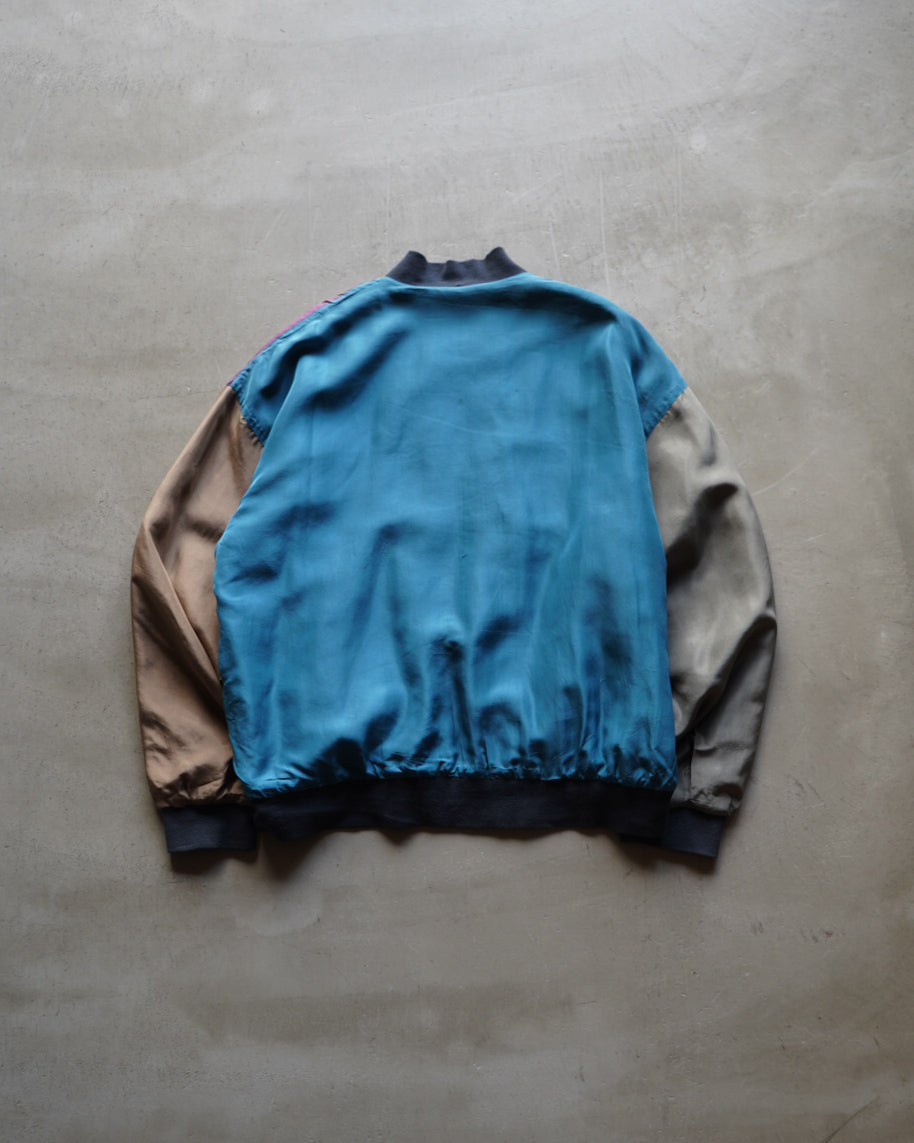 City Streets switching design silk zip-up blouson jacket