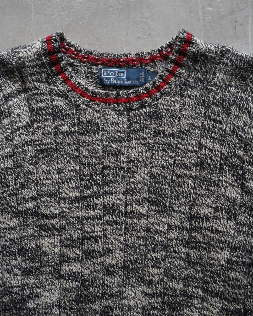 90s-00s Polo Ralph Lauren marble cable knit sweater